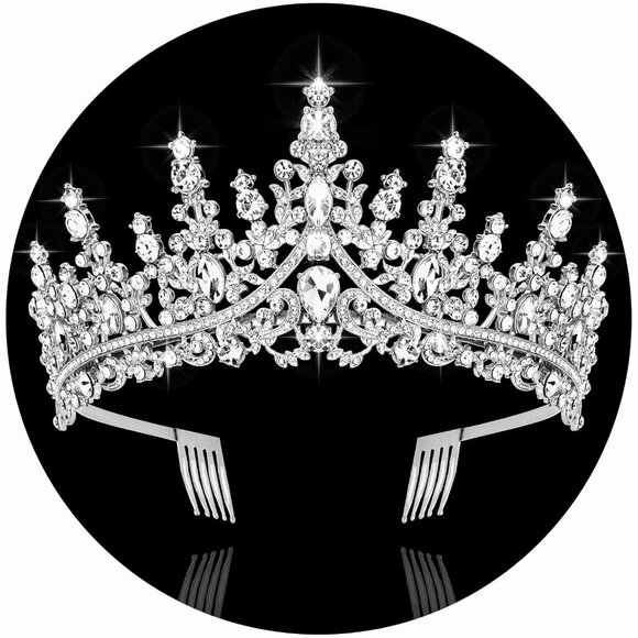 Silver Tiara and Crowns for Women Crystal Queen Crown, Wedding Tiaras for Bride - Picture 1 of 7